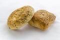 Two freshly bakes bread rolls straight from the oven Royalty Free Stock Photo