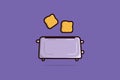 Two Fried Bread Pieces In Toaster vector illustration.