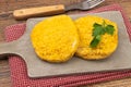 Fried chicken cutlets on wooden board Royalty Free Stock Photo