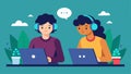 Two friends engrossed in a multiplayer game connecting through their laptops and learning teamwork and communication