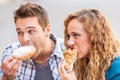 Two Friends Having a Traditional Italian Breakfast Royalty Free Stock Photo