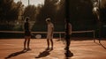 Two friends play a game of tennis on a sunny afternoon created with Generative AI Royalty Free Stock Photo