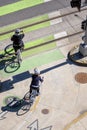 Two friends lead a healthy lifestyle practicing cycling on bicycles