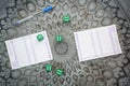 Playing Yahtzee game in free time, outdor Royalty Free Stock Photo