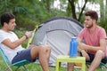 Two friends out camping