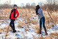 Two friends taking photo Royalty Free Stock Photo