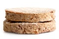 Two frozen hamburger patties on white. Royalty Free Stock Photo