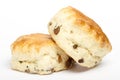 Two fruit scones on white Royalty Free Stock Photo