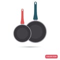 Two frying pans color flat icons for web and mobile design