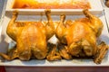 Two full size roasted chickens Royalty Free Stock Photo