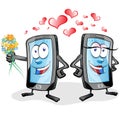 Two fun mobile cartoon in love Royalty Free Stock Photo