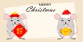 Two funny cartoon rats. Vector illustration