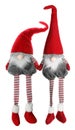 Two funny Christmas gnomes on white background