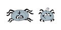 Two funny cute cartoon spiders