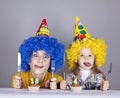 Two funny sisters four and eighteen years old Royalty Free Stock Photo