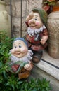 Two funny smiling garden gnomes, not copyrighted. Royalty Free Stock Photo