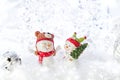 Two funny snowmen in the Christmas decorations Royalty Free Stock Photo