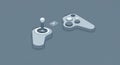 Two gaming controllers light gray tone flat style isolated Royalty Free Stock Photo