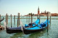 Two gandolas on Grand canal in Venice in summer day