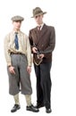 Two gangster in vintage clothing, with guns,