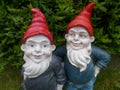 Two garden dwarfs with red hats