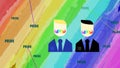 Two gay guys on a rainbow LGBT background