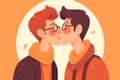 Two gay men kissing. LGBTQ manifesto. Respect, tolerance, equality