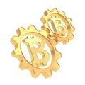 Two gears with a bitcoin sign inside