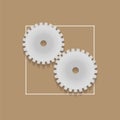 Two gears on a brown background. Royalty Free Stock Photo