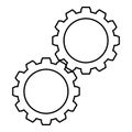 Two gears gearwheel cog set Cogwheels connected in working mechanism contour outline icon black color vector illustration flat Royalty Free Stock Photo