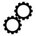 Two gears gearwheel cog set Cogwheels connected in working mechanism icon black color vector illustration flat style image Royalty Free Stock Photo