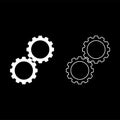 Two gears gearwheel cog set Cogwheels connected in working mechanism icon white color vector illustration flat style image set Royalty Free Stock Photo