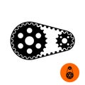 Two gears with timing belt illustration.