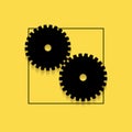 Two gears on a yellow background. Royalty Free Stock Photo