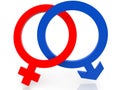 Two gender symbols male and female together