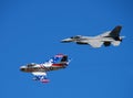 Two generations of US jetfighter Royalty Free Stock Photo