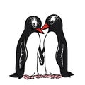 Two Gentoo Penguins Holding Hands.