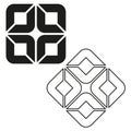 Two geometric patterns. Abstract black shapes. Vector graphic elements. Minimal line outline. Royalty Free Stock Photo