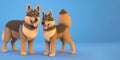 Two German Shepherds standing in 3D render style, Generative AI