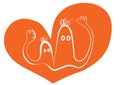 Two ghost condoms cartoon doodle drawing