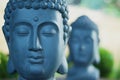 Two Giant Buddha Head Sculptures Royalty Free Stock Photo