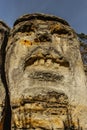 Two giant heads of devils carved into sandstone rocks,each is about 9m high.Devils Heads created by Vaclav Levy near