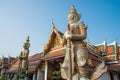 The two giant statue in Wat Pra Kaew, The Grand Palace, blue sky Royalty Free Stock Photo