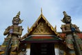 Two giants in front of Thai temple Royalty Free Stock Photo