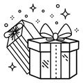 Two gift boxes with bows and sparkles present celebration Royalty Free Stock Photo