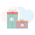 Two gift boxes with hearts