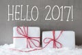 Two Gifts With Snow, Text Hello 2017