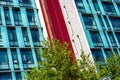 Two gigantic glass buildings adjoined together Royalty Free Stock Photo