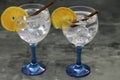 Two gin tonics on the dark Royalty Free Stock Photo