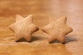 Two ginger cookies. Shape star. Blurred Background